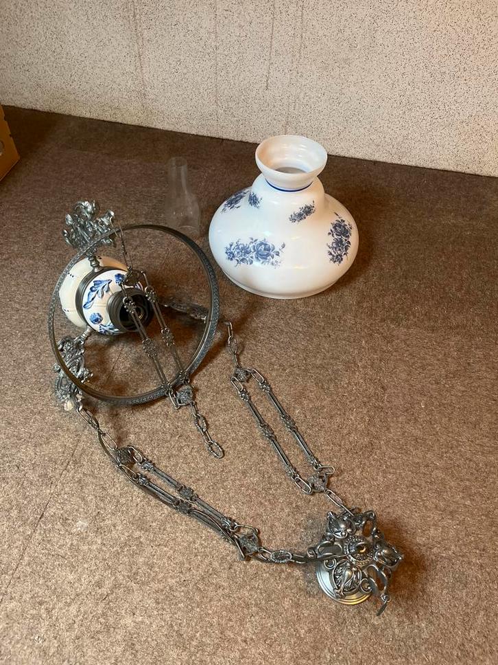 Oude hanglamp - Opknapper, Huis en Inrichting, Lampen | Hanglampen, Gebruikt, Minder dan 50 cm, Glas, Ophalen