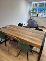 Stoere, robuuste eettafel + 6 stoelen, Ophalen, Eikenhout, 50 tot 100 cm, Zo goed als nieuw