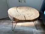 Boomstam bijzettafel met metalen poten, Ophalen, Minder dan 45 cm, Minder dan 55 cm, Gebruikt