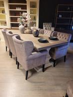 *VOORRAAD* 6 Landelijke Eetkamerstoelen Roman Adore Sand, Nieuw, Ophalen of Verzenden, Landelijke eetkamerstoelen roman capiton stof adore sand