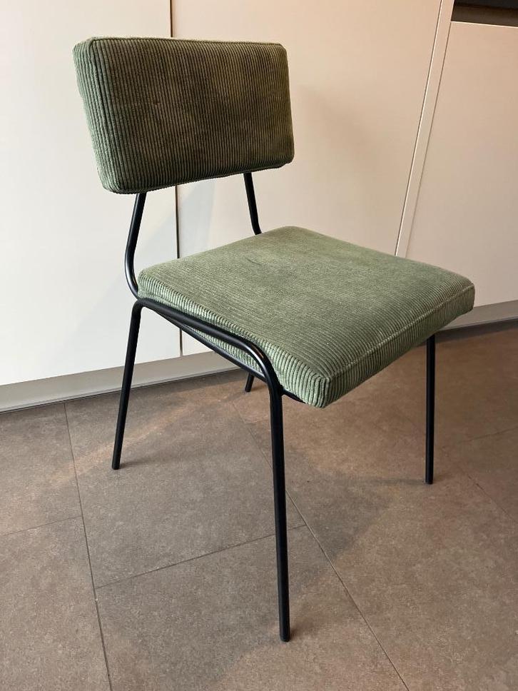 3 corduroy stoelen Westwing groen, Huis en Inrichting, Stoelen, Zo goed als nieuw, Drie, Metaal, Stof, Overige kleuren, Ophalen