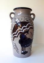 Keramiek vaas met meisje en paraplu Scheurich Germany 819-g, Ophalen of Verzenden