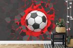 Fotobehang / Behang - Kinderkamer - 3D Voetbal, Voetbal, Fotobehangkoning.nl, Rood, Verzenden