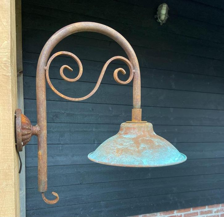 hanglamp, buitenlamp, stallamp, Huis en Inrichting, Lampen | Hanglampen, Zo goed als nieuw, Glas, Metaal, Ophalen of Verzenden
