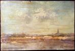Olieverf op board - 1950 - Landschap met Molen en Kerk, Ophalen
