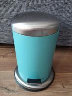 Zeeblauwe prullenbak, Met pedaal, Ophalen of Verzenden, Zo goed als nieuw, Minder dan 10 liter
