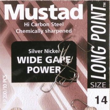 Mustad Long Point Wide Gape Power & Wide Gape Power Barbless beschikbaar voor biedingen