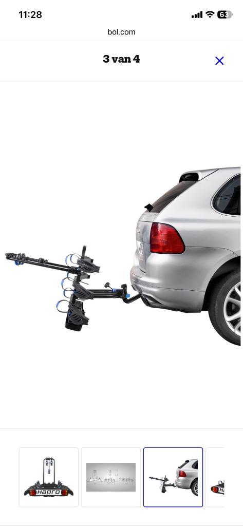 Te huur: HAPRO fietsendrager 3 fietsen, Auto diversen, Fietsendragers, Zo goed als nieuw, Trekhaakdrager, 3 fietsen of meer, Brede banden