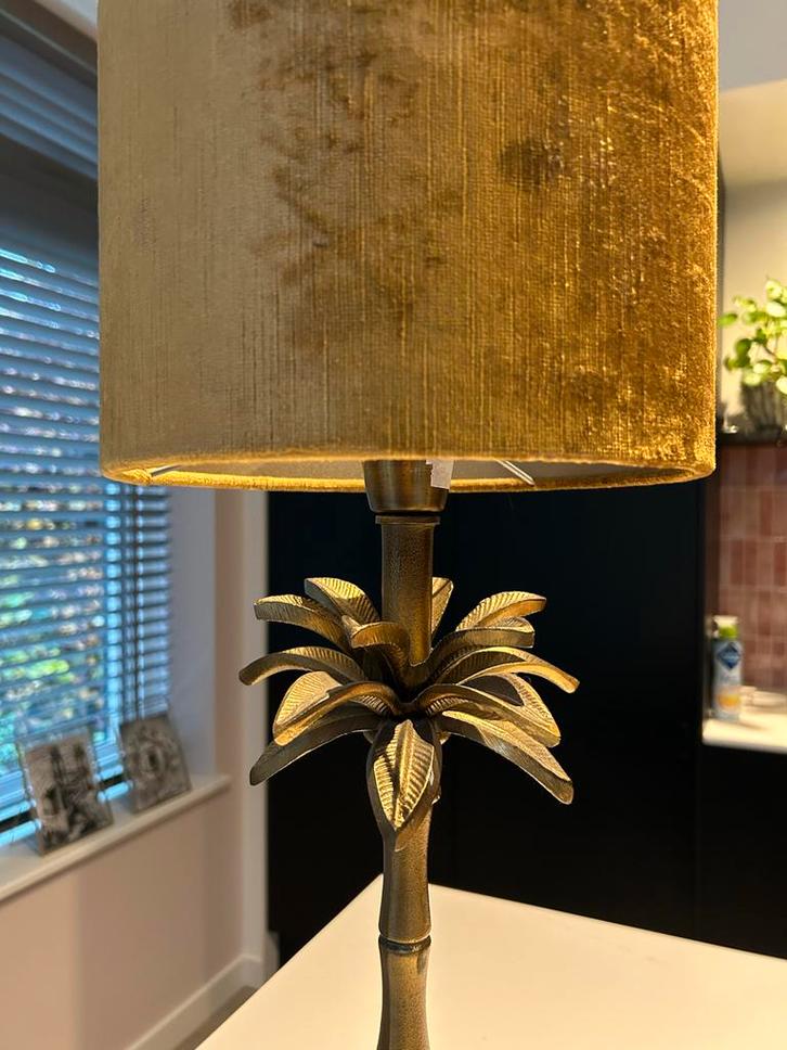 Tafellamp Palmboom Fluweel, Huis en Inrichting, Lampen | Tafellampen, Gebruikt, 50 tot 75 cm, Metaal, Ophalen of Verzenden