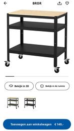 roltafel /trolly Bror Ikea, Huis en Inrichting, Ophalen, Zwart, 50 tot 100 cm, Zo goed als nieuw