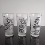 3 verzamelglazen Disney figuren Donald Duck en Daisy Duck, Ophalen of Verzenden, Donald Duck, Zo goed als nieuw, Servies