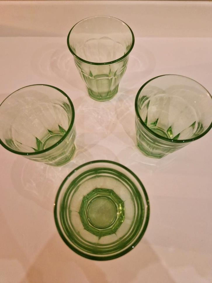 Boheems Kristal Uranium Glazen Set - 1970s, Verzamelen, Glas en Borrelglaasjes, Gebruikt, Waterglas, Ophalen of Verzenden