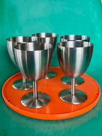 Vintage INOX rvs 18/10 chroom set wijn voetglazen coupe HEMA, Huis en Inrichting, Keuken | Servies, Gebruikt, Ophalen of Verzenden