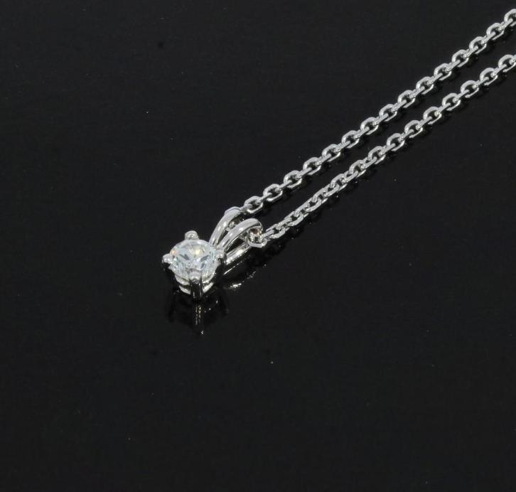 Briljant zirkonia hanger 14k goud anker schakel ketting dame, Sieraden, Tassen en Uiterlijk, Kettingen, Zo goed als nieuw, Goud