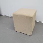 4x Softline poef voetenbankje met gele stof zithoogte 44 cm, Ophalen, Gebruikt, 125 cm of meer, Stof