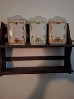 Drie vintage porseleinen kruidenpotjes, Ophalen of Verzenden, Zo goed als nieuw