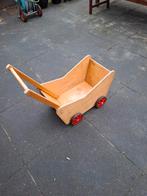 Houten retro poppenwagen, 4 goede banden, speelgoed, Ophalen, Gebruikt