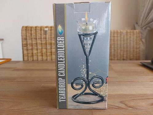 Prachtige Vintage Kandelaar Metaal en Glas Teardrop Model, Huis en Inrichting, Woonaccessoires | Kandelaars en Kaarsen, Zo goed als nieuw