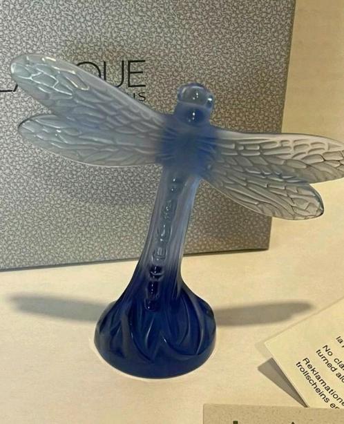 Lalique Crystal Blue Dragonfly, Antiek en Kunst, Antiek | Glas en Kristal, Ophalen of Verzenden