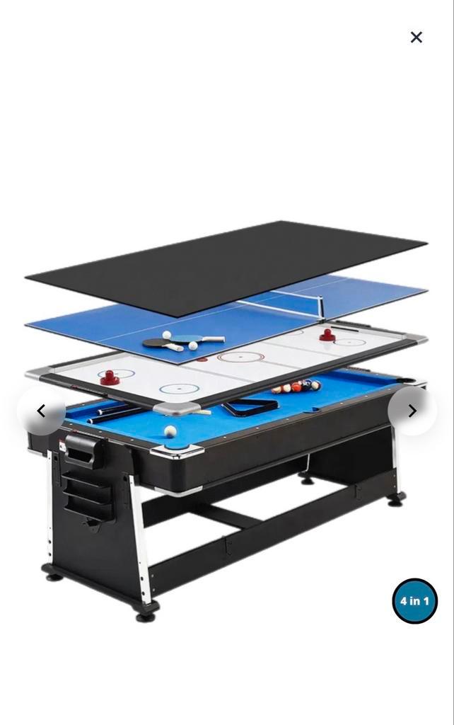 4-in-1 Multitafel: Pool, Tafeltennis & Airhockey, Sport en Fitness, Biljarten en Poolen, Nieuw, Pooltafel, Ophalen