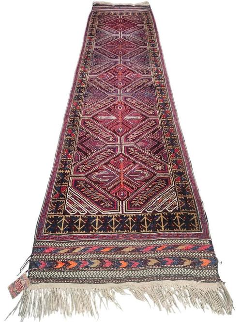 Handgeknoopt Perzisch wol Beloutch Kelim runner 82x330cm, Huis en Inrichting, Stoffering | Tapijten en Kleden, Ophalen of Verzenden