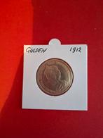 Zilveren Wilhelmina Gulden 1912 met kras, 1 gulden, Zilver, Ophalen of Verzenden, Koningin Wilhelmina