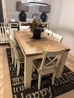 Landelijke eettafel en 6 stoelen, Huis en Inrichting, Ophalen, Zo goed als nieuw, Landelijk, 4 tot 6 stoelen