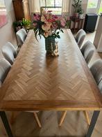 Super gave Visgraat eettafel 220x100 zgan, Huis en Inrichting, Tafels | Eettafels, Ophalen, Elegant stoer industrieel, 200 cm of meer