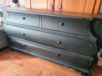 Nieuw zwart teak dressoir met 4 lades! beschikbaar voor biedingen