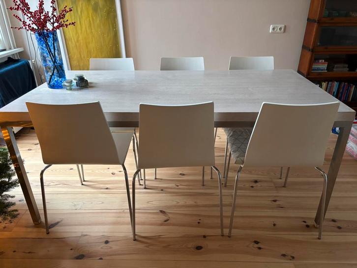 6 moderne eetkamerstoelen, Huis en Inrichting, Complete eetkamers, Gebruikt, 4 tot 6 stoelen, Ophalen