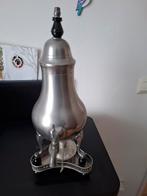 Tinnen Koffie/Thee kan met onderzetter en verwarmer., Antiek en Kunst, Antiek | Tin, Ophalen