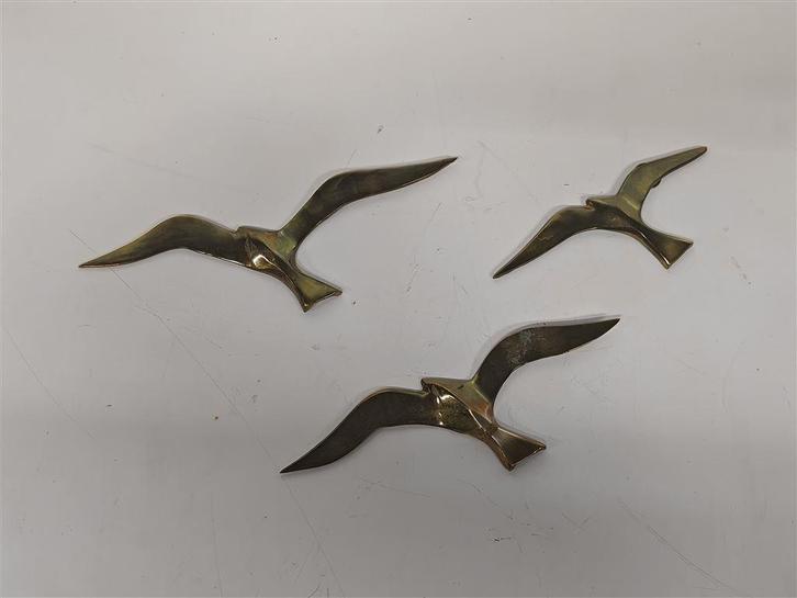 A7029 Set Messingen Vogels [3 stuks], Huis en Inrichting, Woonaccessoires | Wanddecoraties, Gebruikt, Ophalen of Verzenden