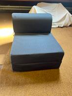 Lounge stoel / logeerbed, Ophalen, Eenpersoons, Blauw, Zo goed als nieuw