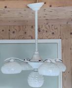 Oude hanglamp met melkglas bollen Circa 1930, Antiek en Kunst, Ophalen