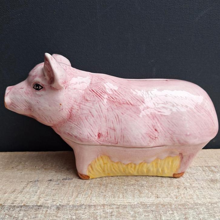 Michel Caugant terrine spaarpot, varkentje, Antiek en Kunst, Antiek | Keramiek en Aardewerk, Ophalen of Verzenden