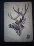 Hert met Gewei - Spaanplaat Print - Kerst Decoratie, Ophalen of Verzenden, Gebruikt