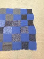 GR12 Granny woondeken gebreid patchwork blauw grijs 150/105, Gebruikt, Ophalen of Verzenden