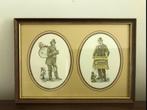 Houten lijst kader muzikanten met aapje hondje achter glas, Ophalen of Verzenden