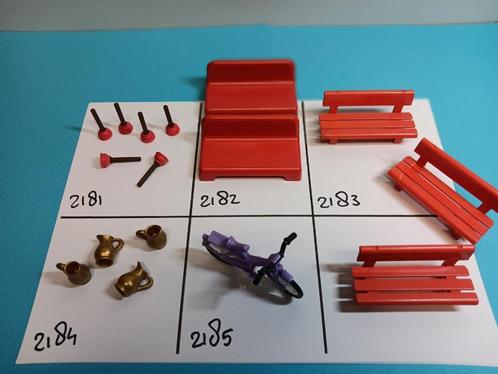 Playmobil Onderdelen 2181-90 Bank Fiets Koffer Kaars Inktpot, Kinderen en Baby's, Speelgoed | Playmobil, Gebruikt, Los playmobil