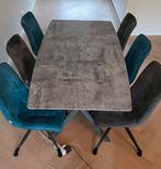 Eettafel (160x90cm) + 6 stoelen, Huis en Inrichting, Tafels | Eettafels, Ophalen, Gebruikt, 50 tot 100 cm, Vijf personen of meer