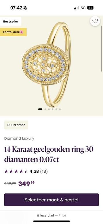 14 karaat gouden ring maat 17 beschikbaar voor biedingen