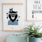 Kinderposter Poster Beer Indiaan Blauw A3 ANNIdesign, Info@annidesign.nl, Nieuw, Ophalen of Verzenden, Wanddecoratie