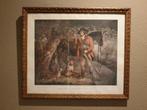 Jacht schilderij. Mancave wild hert gewei landelijk, Ophalen of Verzenden