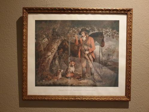 Jacht schilderij. Mancave wild hert gewei landelijk, Antiek en Kunst, Kunst | Schilderijen | Klassiek, Ophalen of Verzenden