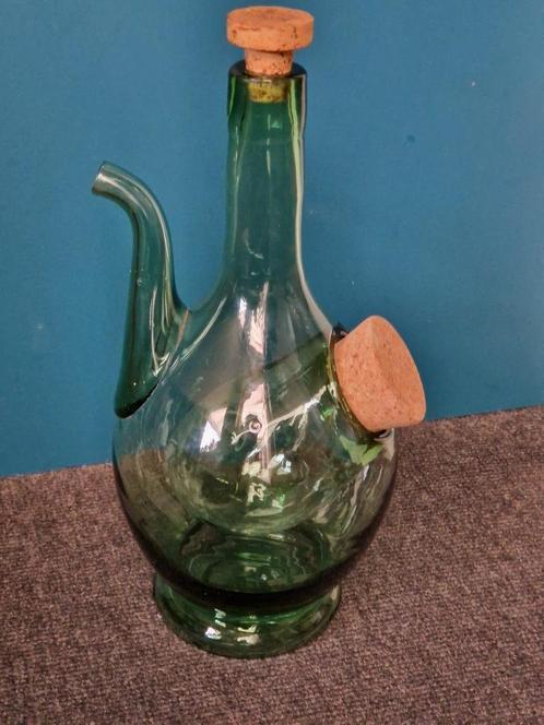 Vintage Decanteerkaraf/Wijnkaraf met in geblazen koelelement, Antiek en Kunst, Antiek | Glas en Kristal, Ophalen of Verzenden