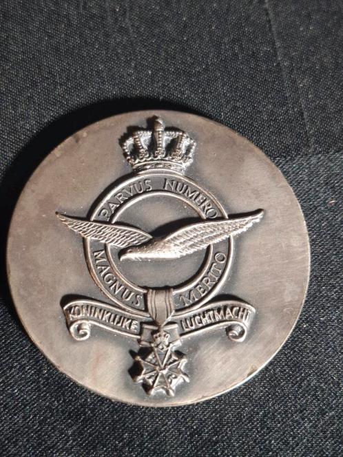 Zilveren penning Nederlandse luchtmacht., Postzegels en Munten, Penningen en Medailles, Zilver, Nederland, Ophalen of Verzenden