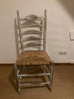 6 Oude Eetkamerstoelen met Riet Zitting, Huis en Inrichting, Stoelen, Ophalen, Gebruikt, Wit, Vijf, Zes of meer stoelen