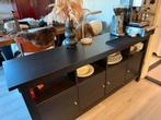 Zwart Houten Dressoir, Ophalen, Gebruikt, 100 tot 150 cm, 25 tot 50 cm