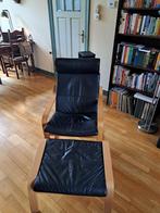fauteuil + voetenbankje, Modern, Gebruikt, Hout, 75 tot 100 cm