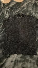 Glitter shirtje monki, Ophalen, Zwart, Korte mouw, Monki